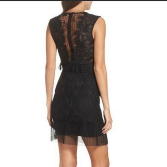 Bardot Ruffle Trim Black Lace Sheath Dress Size 6 - Picture 2 of 14
